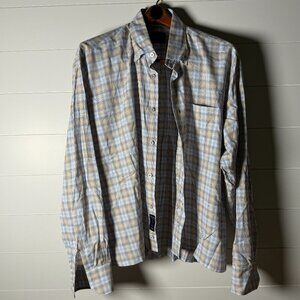Calder Carmel Long Sleeve Button Down White, Blue & Brown Limited Edition  Sz XL